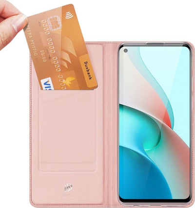 Футрола за телефон Dux Ducis Skin Pro за Xiaomi Redmi Note 9T 5G, еколошка кожа, со капак и држач за картички, розова