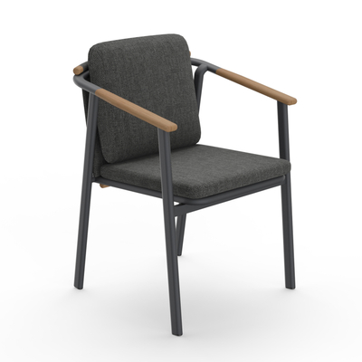 Karrige ngrënieje alumini Sentii HM6204.01, 60x55.5x90 cm, material Olefin, gri e errët