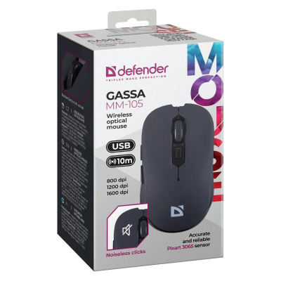 Maus Gassa MM-105 me kabllo, me sensor optik, ngjyrë e zezë