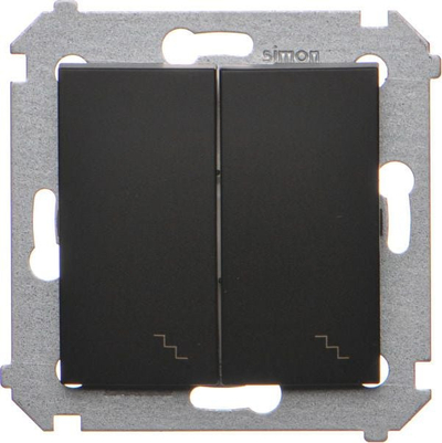 Ndërprerës shkalle i dyfishtë Kontakt-Simon Simon 54, LED, 10AX 250V, i zi mat