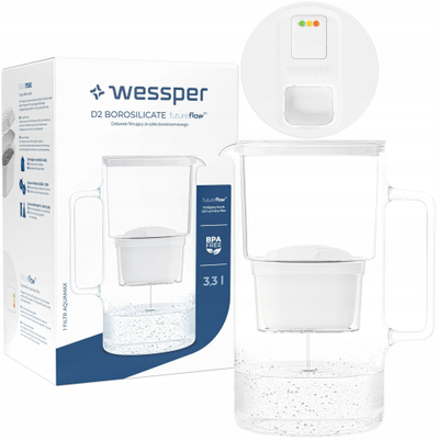 Shishe filtruese uji Wessper Aquamax D2, 3.3L, numrues LED, e bardhë