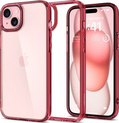Mbulesë telefoni Spigen Ultra Hybrid për iPhone 15, transparente, Red Crystal