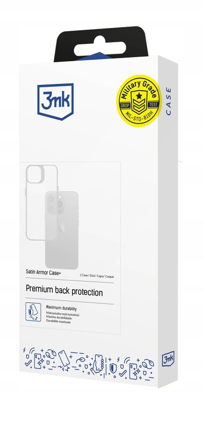 Kapak telefoni 3MK Satin Armor Clear, për iPhone 17 Air / 17 Pro, transparent me korniza të zeza