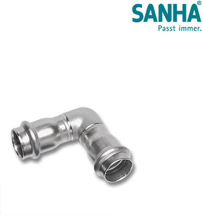 Kthesë 90° për gyp Sanha NiroSan 2M, 28 mm, çelik inox