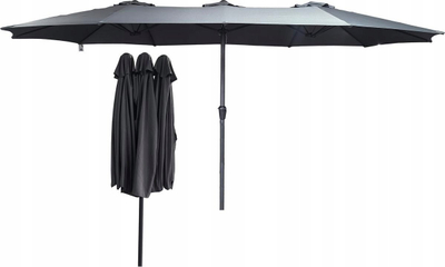Çadër kopshti Garden Parasol Tourist, 460x270cm, palosëse me rrotë, gri