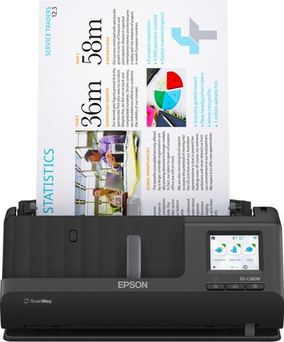 Skaner dokumentesh Epson ES-C380W, A4, 600 x 600 DPI, i zi
