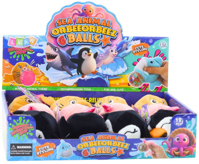 Set lodrash antistres LEAN Toys Squishy Plush, 6 copë, me rruza uji, formë pinguin dhe delfin