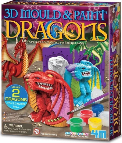 Set kreativ 4M Gypsum Casts Dragon, forma dinosauri, për fëmijë 5+