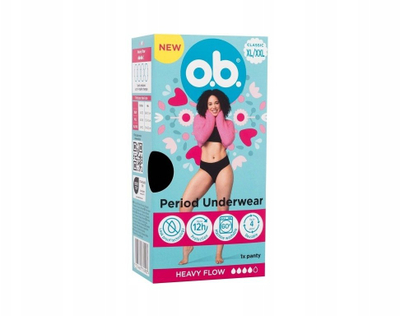 Mbathje menstruale o.b. Classic, për fluks të rëndë, masë XL/XXL, ngjyrë e zezë