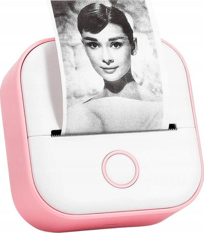 Printer termik portativ Phomemo T02, Bluetooth, për fotografi, rozë e bardhë