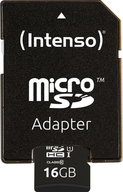 Kartë memorie MicroSDHC Intenso Professional 3433470, 16GB, Class 10 UHS I U1, me adapter