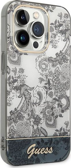 Futrollë Guess Porcelain Collection për iPhone 14 Pro Max 6.7", hardcase, gri