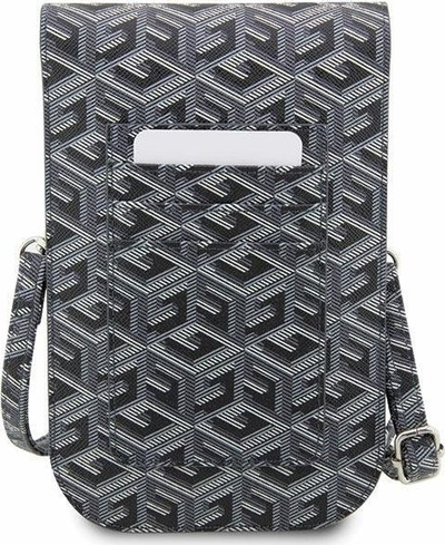 Çantë crossbody Guess GCube Stripe, lëkurë ekologjike, me rrip që rregullohet, e zezë
