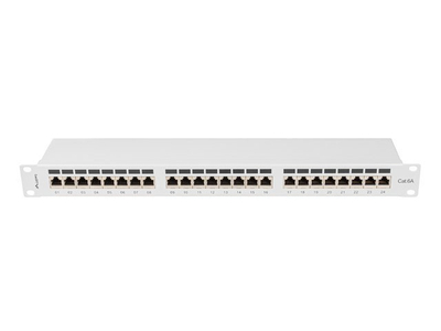 Panel patch Lanberg PPSA-1024-S, 24x RJ-45 Cat.6A, 1U 19", gri