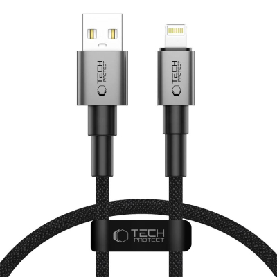 Кабел за полнење Tech-Protect Ultraboost DNA Lightning, USB-A, 25cm, 12W 2.4A, темно сива