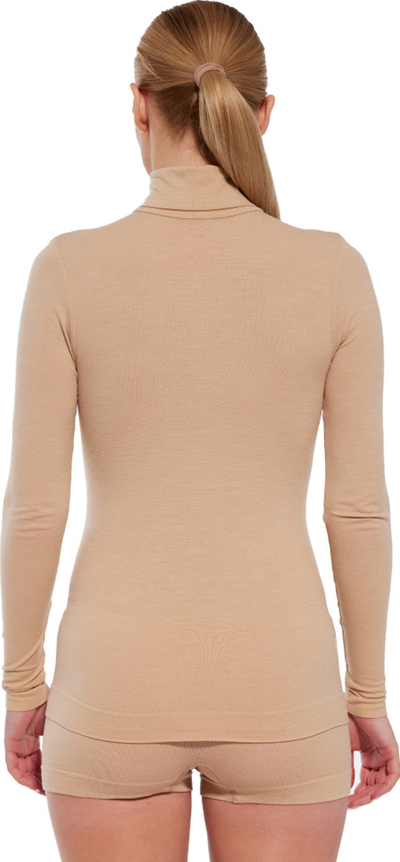 Bluzë golf për gra Brubeck Comfort Merino LS1627W, lesh merino, pa qepje, bezhë