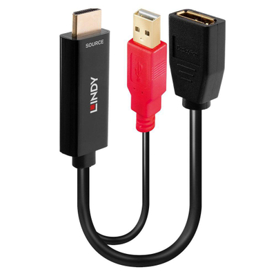 Konvertues video Lindy 38289, 4K 3840 x 2160, kabllo 18 cm, i zi