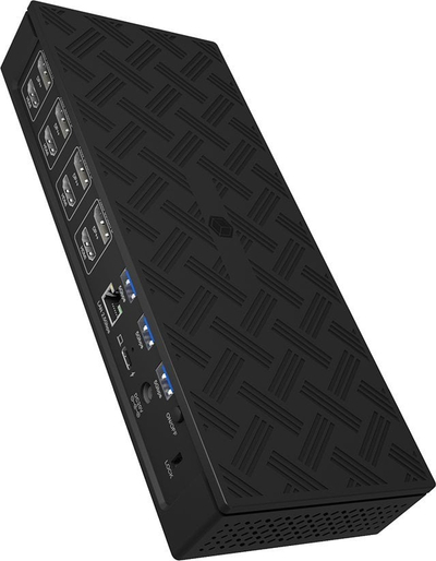 Stacion dokimi ICY BOX 17 në 1 DisplayLink, 4x 4K, LAN 2.5 Gbit/s, i zi