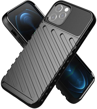 Kapak telefoni Forcell Thunder për iPhone 17, TPU, kundër goditjeve, i zi