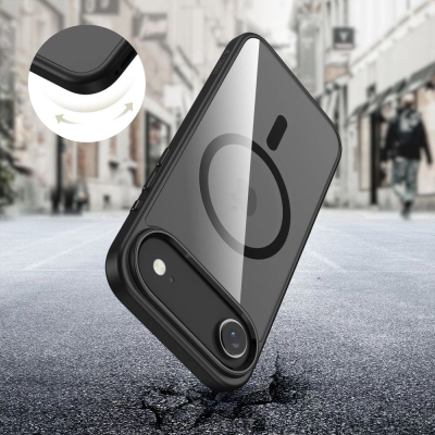 Mbrojtëse telefoni Tech-Protect MagFlex MagSafe për iPhone 17 Air Pro, transparente me kornizë të zezë