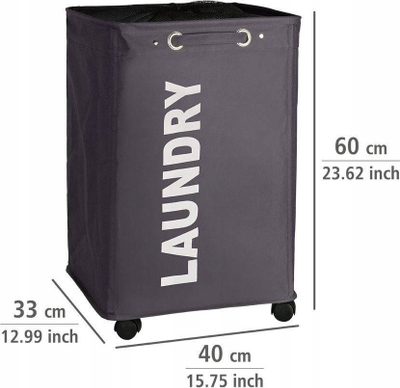 Kosh rrobash Vileda Quadro, tekstil, me rrota, gri