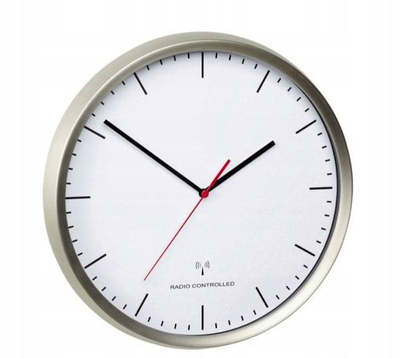 Orë muri TFA Dostmann 60.3521.02, me radio, 31 cm, argjend
