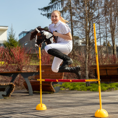 Lodër kalë SKIPPI Hobby Horse Brown Check, i madh, me kapistall dhe frerë