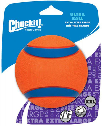 Top gomine për qen Chuckit Ultra Ball 4 XXL, për qen mbi 45 kg, shumë i fortë, portokalli