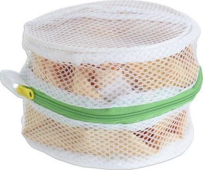 Rrjetë mbrojtëse për rroba delikate, formë kosh, me zinxhir plastik, e bardhë