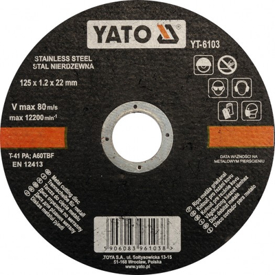 Disk prerës Yato për çelik inox, 125 x 1.2 x 22mm 