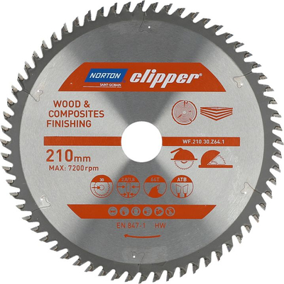 Teh sharre rrethor Norton Clipper, Ø 210 mm × borë 30 mm × 48 dhëmbë, ATB, 2,8 / 1,8 mm