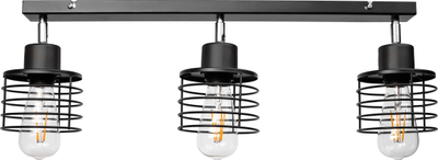 Lampë tavani Orno Isla, 3xE27 60W, stil loft, e zezë