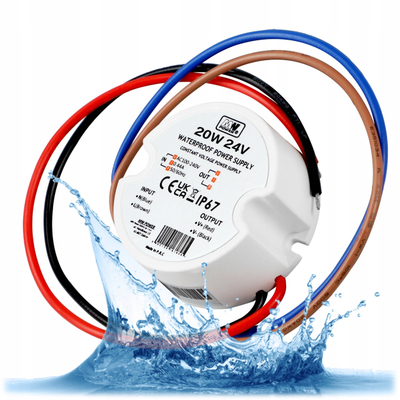 Furnizues LED MW Power 20W 24V, IP67, i bardhë