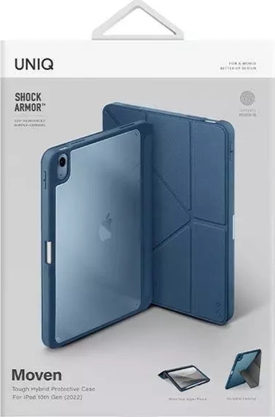 Mbulesë tableti Uniq Moven për iPad 10th Gen 2022, kapak origami, Blue Capri