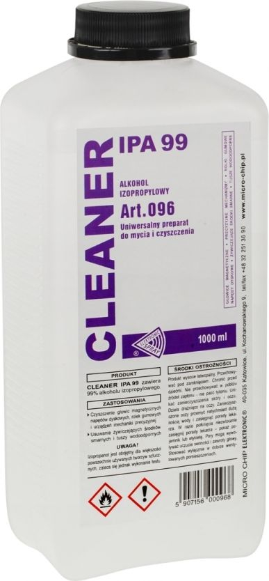 Pastrues izopropanol Microchip Cleaner IPA 99, 1000ml, 99% alkool, i bardhë