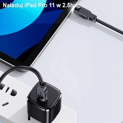 Kabllo USB Usams Lithe Series, USB C me USB C, 1.2 m, 100W, e zezë