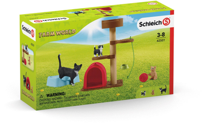 Set lodrash Schleich Farm World Cats Playtime, 9 pjesë, figurina mace dhe kotele, shumëngjyrëshe