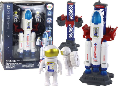 Set lodër hapësinor Space Rocket ZERO, me raketë dhe astronautë, me drita dhe tinguj