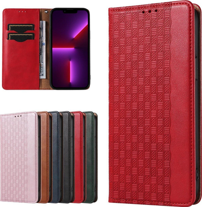 Kapak me magnet Hurtel për iPhone 14 Pro, me portofol, mbajtëse stand, i kuq