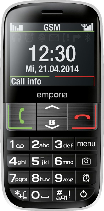Telefoni Emporia Euphoria për të mëdhenjtë, me buton SOS, i zi