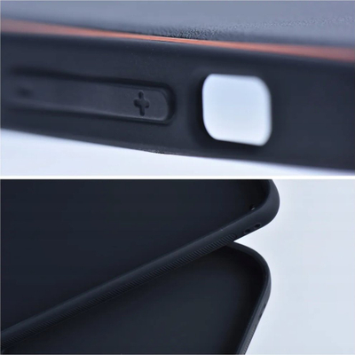 Kllëf telefoni OEM Leather Case për Samsung Galaxy A25 5G, lëkurë sintetike, me kornizë ari, i zi
