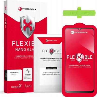 Mbrojtës ekrani Forcell Hybrid Glass për Samsung Galaxy A04s, xham hibrid 5D, i zi