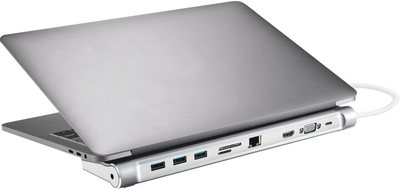 Stacion docking Sandberg USB-C 10-in-1, 100 W, i argjendtë