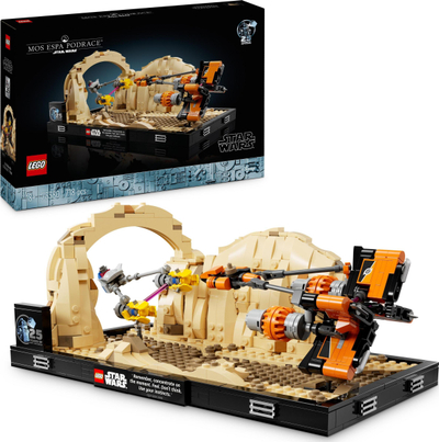 Set lodër LEGO Star Wars Mos Espa Podrace Diorama 75380, model koleksionues, për ekspozim, shumëngjyrësh
