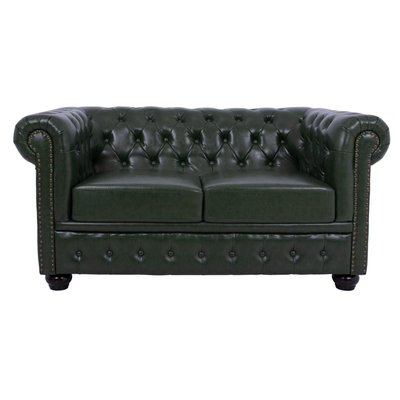 Divan 2 ulëse Chesterfield, PU, 150×90×72 cm (HM3010.08), gjelbër
