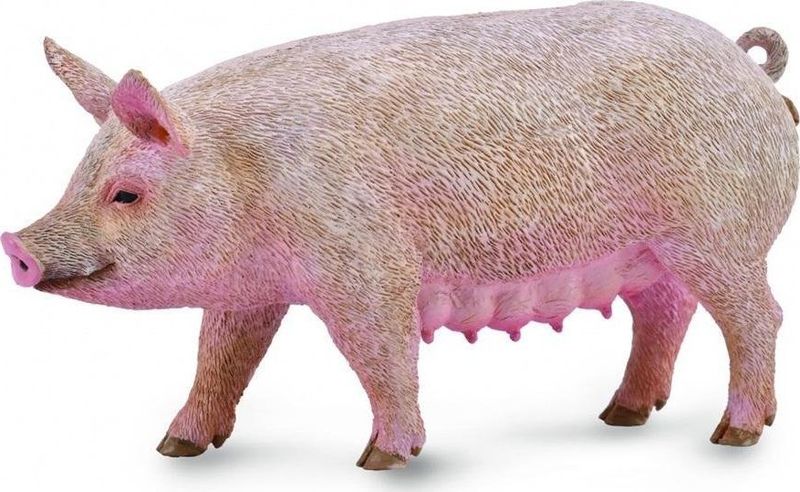 Figurinë kafshe Collecta Sow, plastike, shumë realiste, shumëngjyrëshe