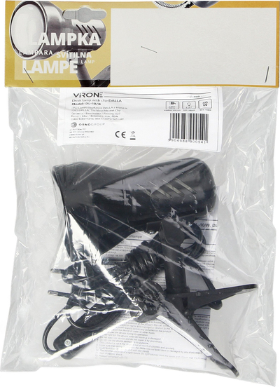 Lampë tavoline Virone Dalla DL-10/B me kapëse, E27 40W, e zezë
