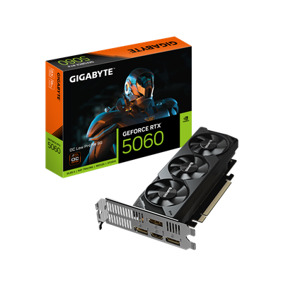 Kartë grafike Gigabyte GeForce RTX 5060 OC Low Profile, 8GB GDDR7, PCI-E 5.0, e zezë