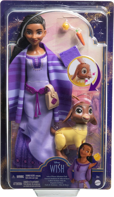 Kukull fashion Disney Wish Asha of Rosas Adventure Pack, me aksesorë, shumëngjyrëshe
