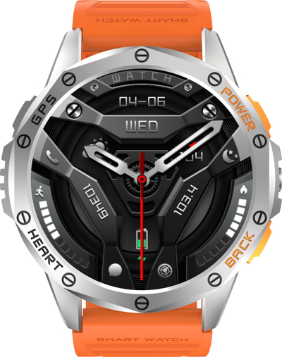 Паметен часовник Gravity GPS GT24-4, екран 1.43" AMOLED, Bluetooth 5.3, црно портокалов